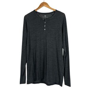 Mack Weldon Gray Wool Blend Long Sleeve 1/4 Button Henley Size Large
